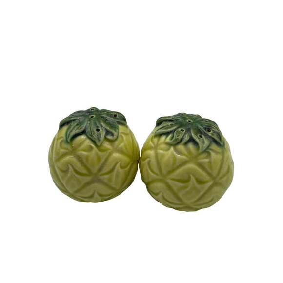 Vintage Ceramic Pineapple Salt & Pepper Shakers With Cork Stoppers - Picture 2 of 4